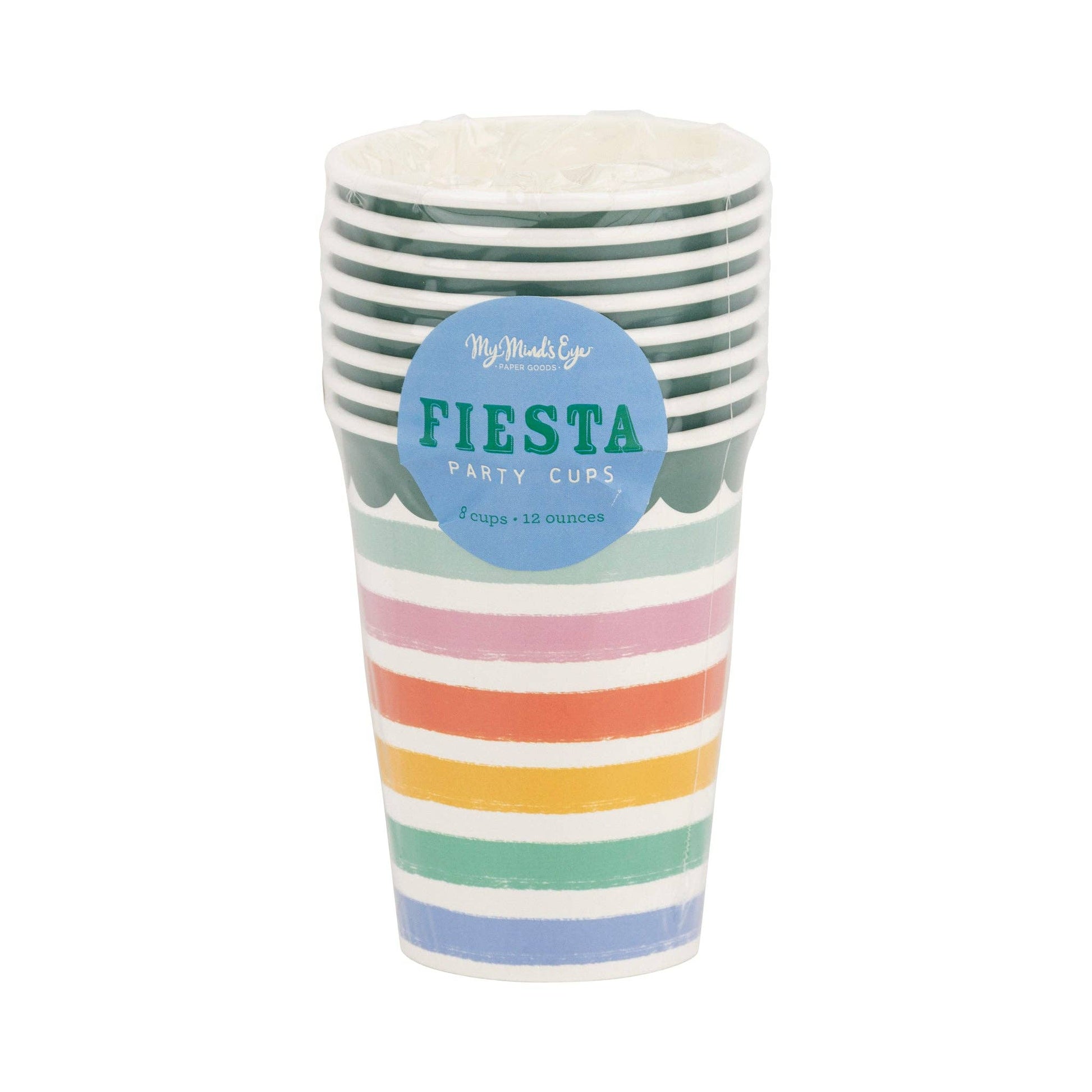 pack of 8 - 12 oz striped fiesta party cups  