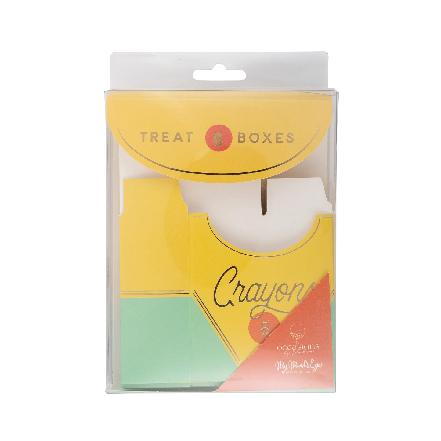 6 crayon treat boxes in clear plastic box