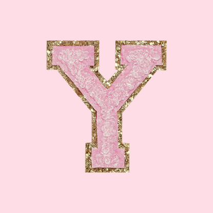 MINI CHENILLE VARSITY LETTER PATCH - PINK