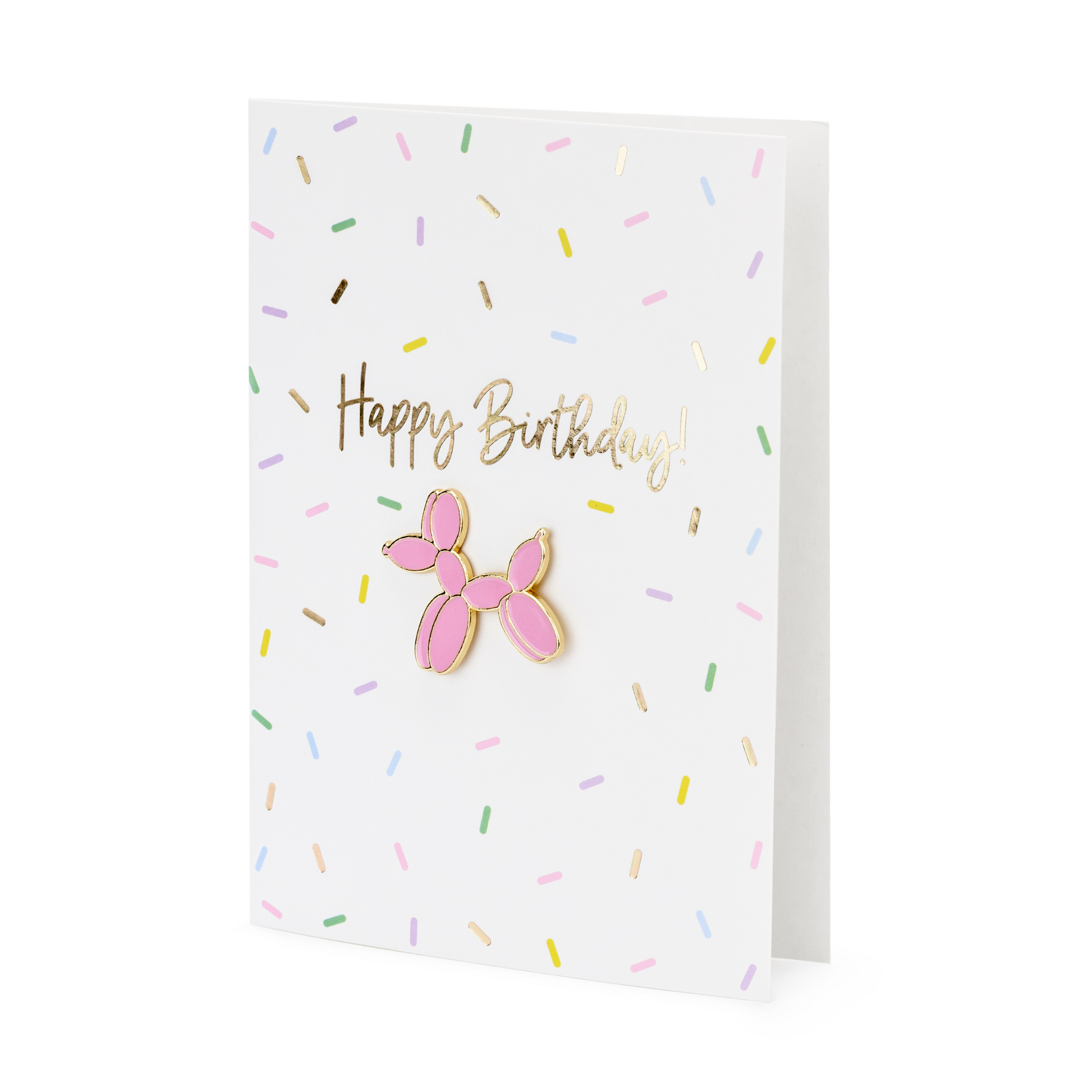 happy birthday balloon dog enamel pin card