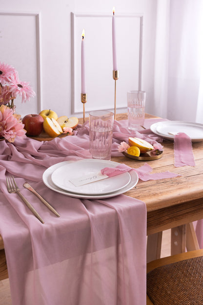 DUSTY ROSE CHIFFON TABLE RUNNER