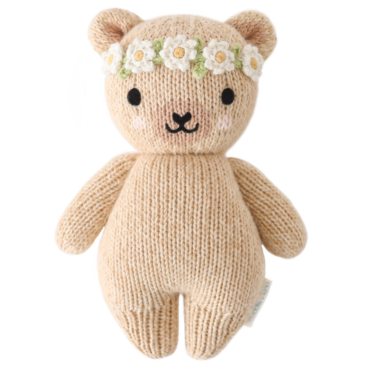 baby honey bear ivory floral by cuddle + kind 