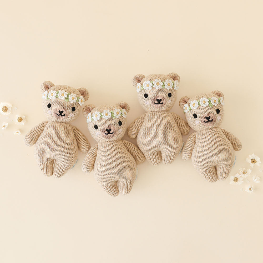 baby honey bear ivory floral by cuddle _ kind - hand kit dolls 