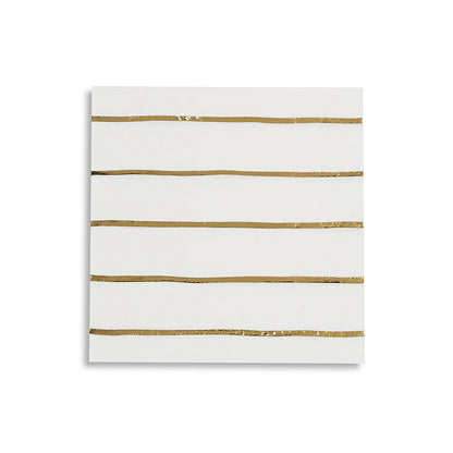 GOLD FRENCHIE STRIPED COCKTAIL NAPKINS