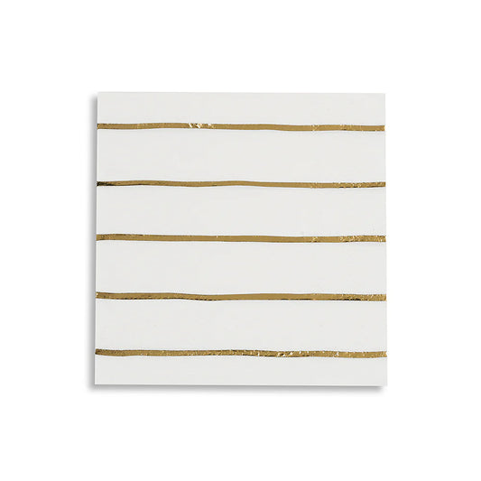 GOLD FRENCHIE STRIPED COCKTAIL NAPKINS