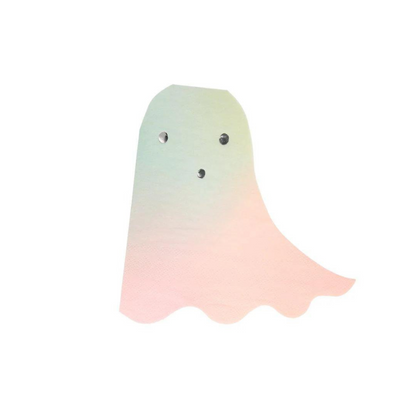 halloween ghost ombre pastel napkins with silver eyes and mouth - by meri meri pack of 20 