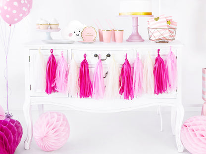 IVORY, PINK AND HOT PINK TASSEL GARLAND