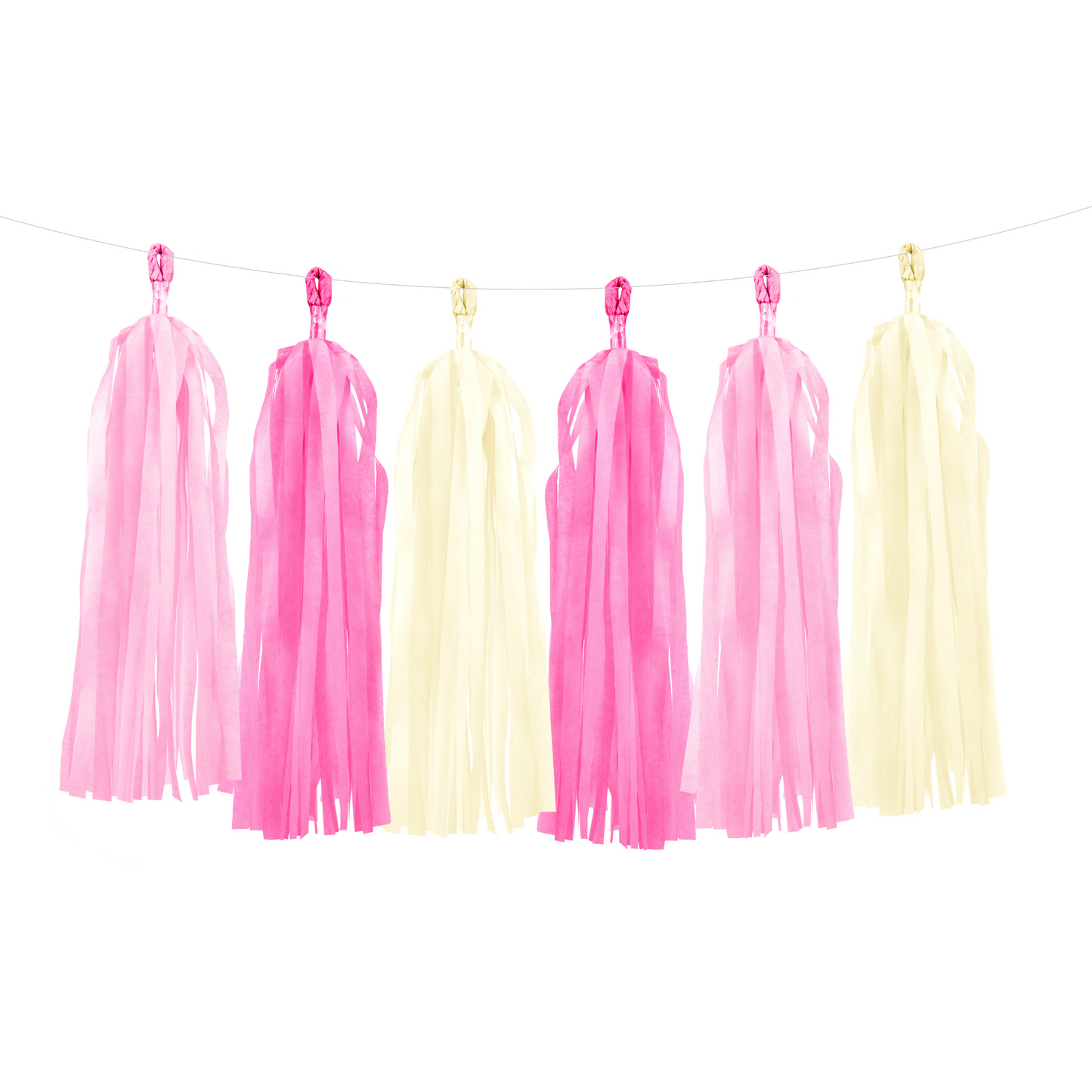 IVORY, PINK AND HOT PINK TASSEL GARLAND