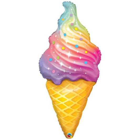 rainbow swirl ice cream foil balloon