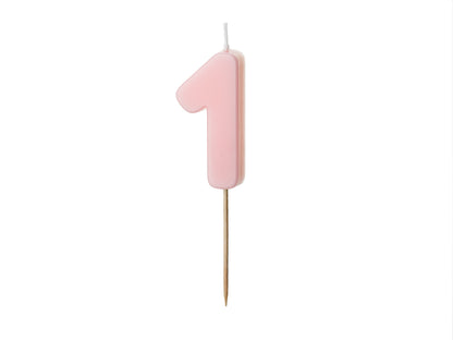 BABY PINK NUMBER 1 BIRTHDAY CANDLE