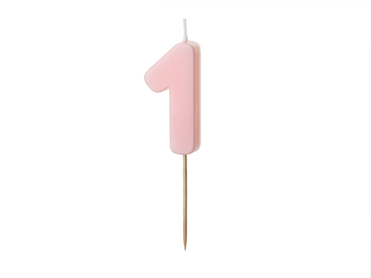 BABY PINK NUMBER 1 BIRTHDAY CANDLE