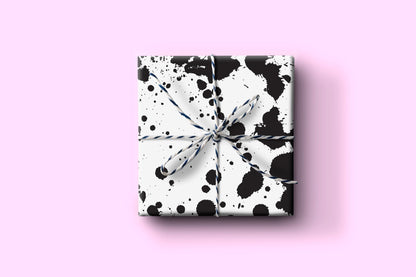 SPLATTER GIFT WRAP SHEETS - BLACK AND WHITE