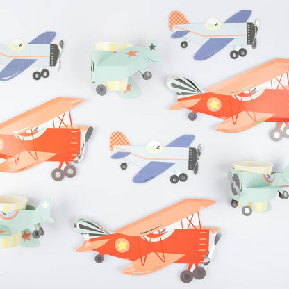 air plane paper plates, napkins and 3d cups by meri meri 