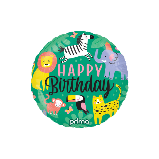 happy birthday balloon with fun animal safari animal designs