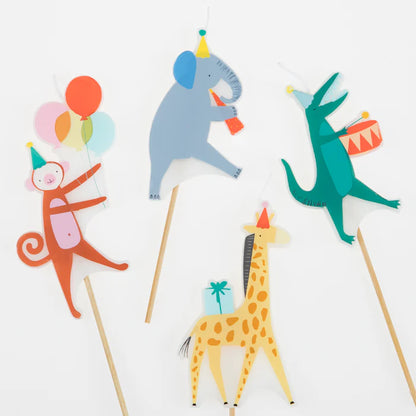 animal parade candle set by meri meri - pack of 4 - baby showers or birthday candles 