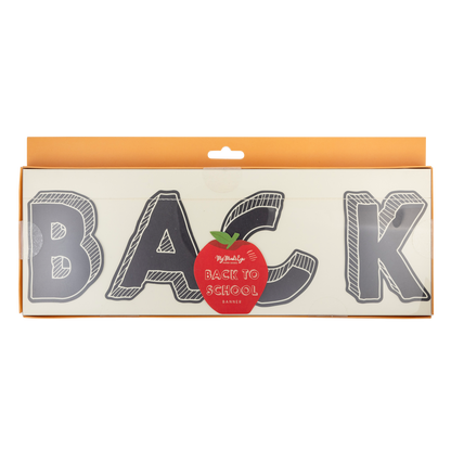 a 'back to school' hanging banner in it's package