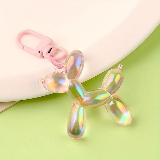 balloon dog keychain iridescent pink 