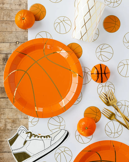 basketball high-top shaped shoe napkins - gold foil details