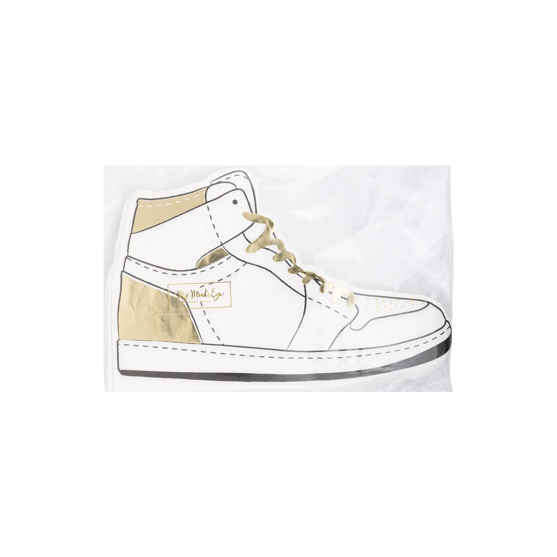 basketball high-top shaped shoe napkins - gold foil details