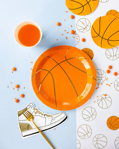 basketball high-top shaped shoe napkins - gold foil details