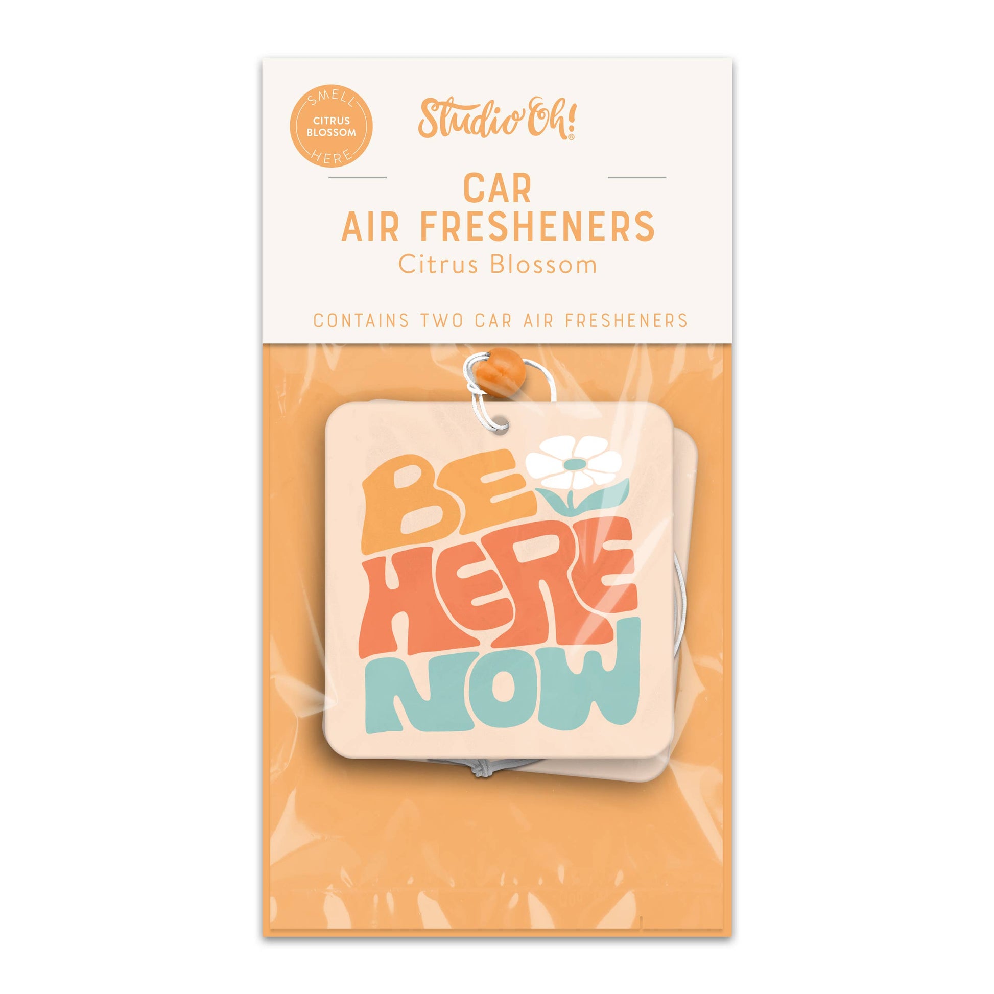 set of 2 car air fresheners - " be here now"