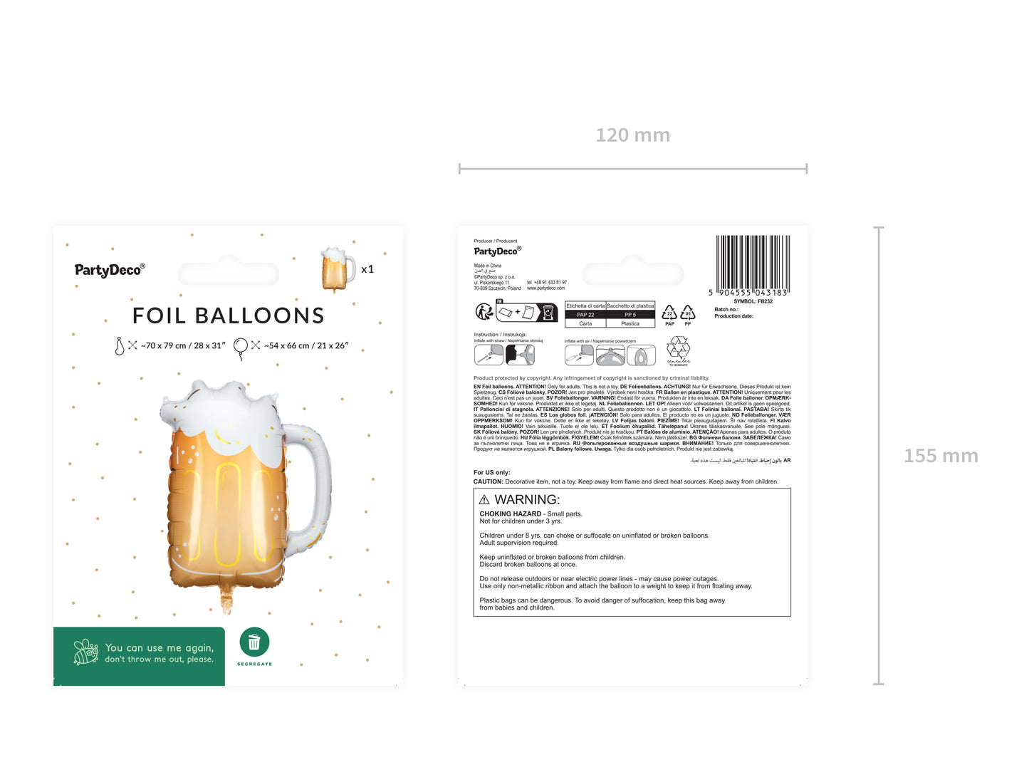 beer mug foil balloon packaging 