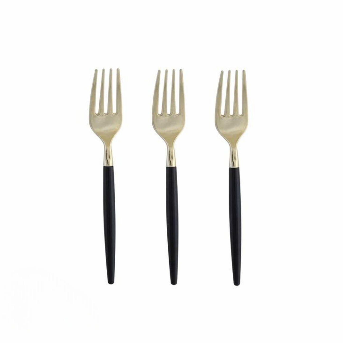 two tone black and gold plastic mini forks - pack of 20