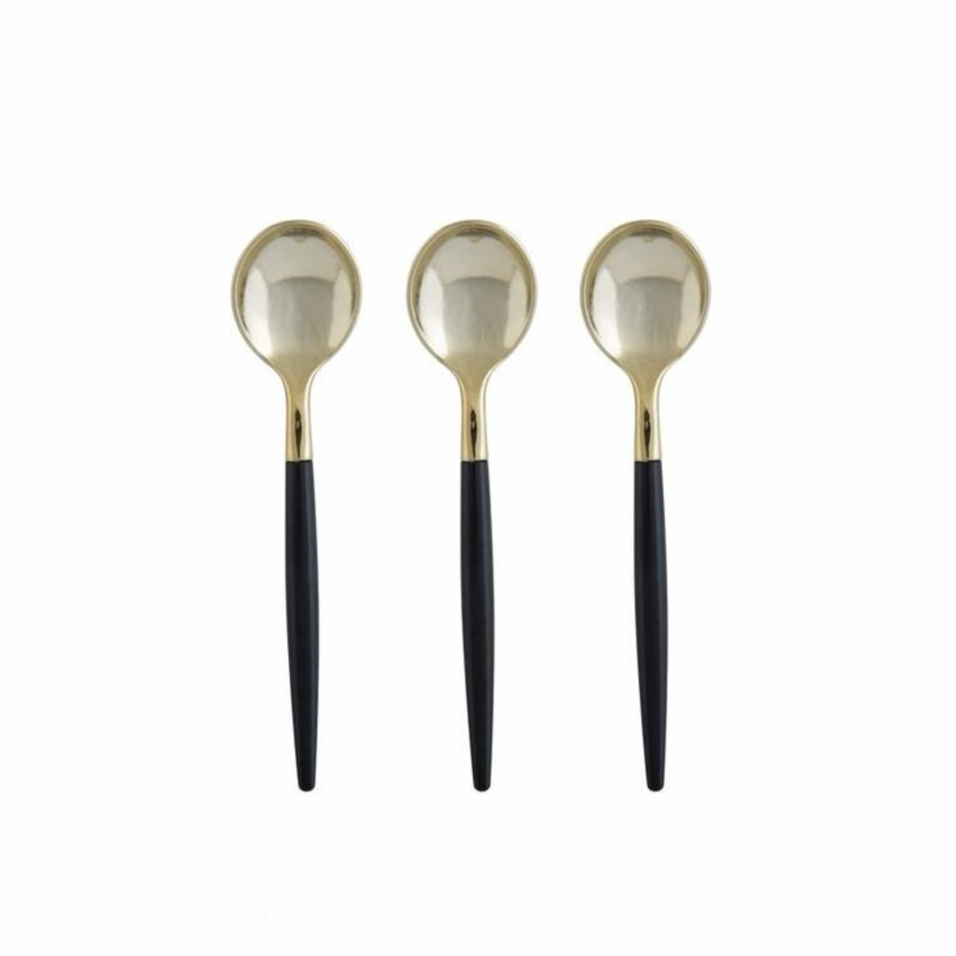 two done black and gold mini spoons -  pack of 20