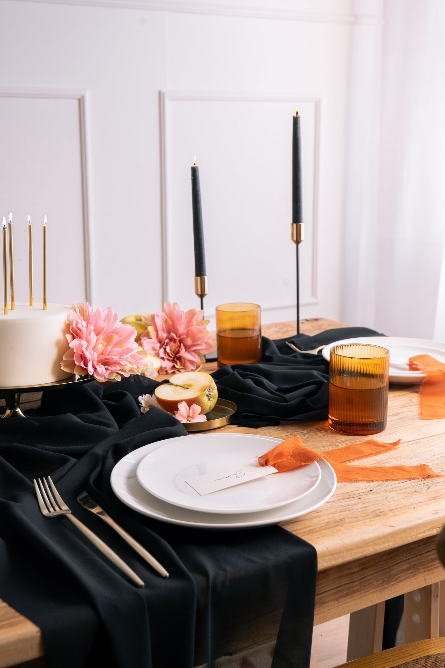 black chiffon table runner