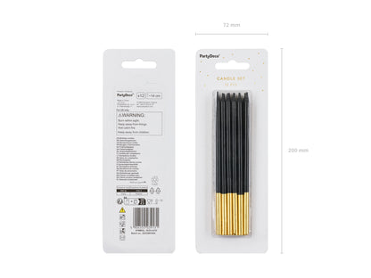 gold dipped black long candles packaging 