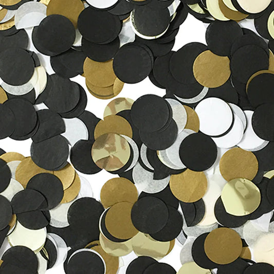 black white and gold paper and foil confetti 