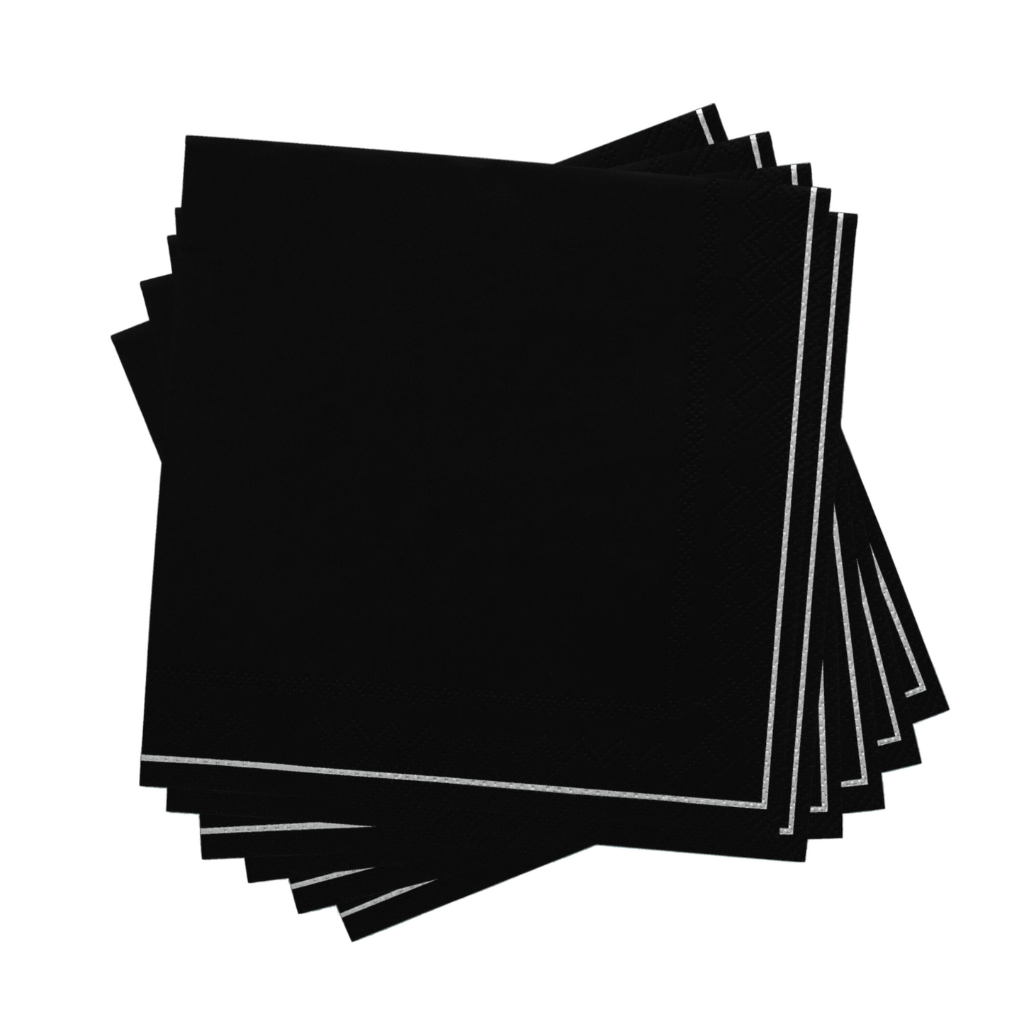 black with silver stripe cocktail napkins - pack of 20 