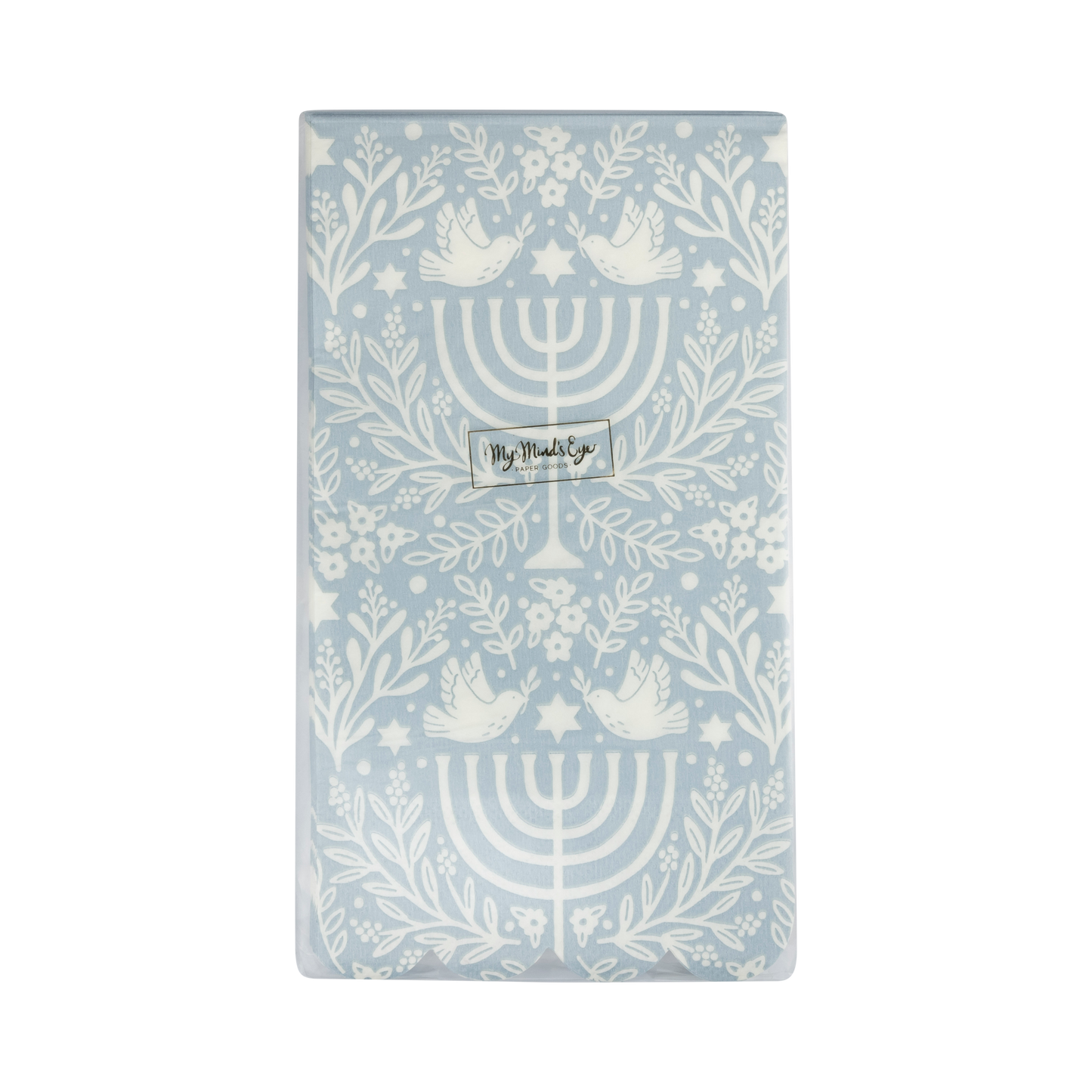 blue floral menorah dinner napkins - disposable Hanukkah 