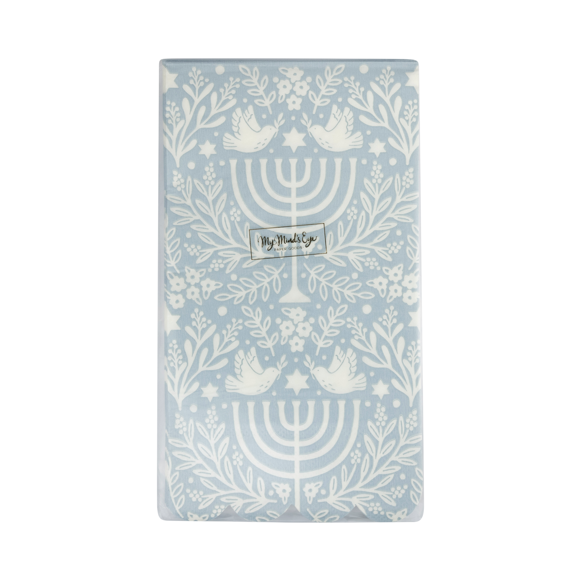 blue floral menorah dinner napkins - disposable Hanukkah 