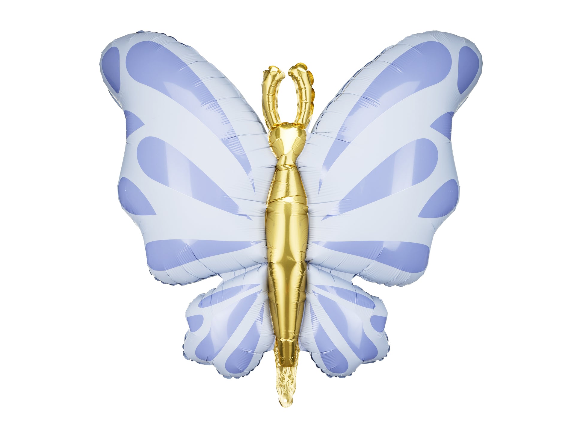 blue butterfly foil balloon with gold accents