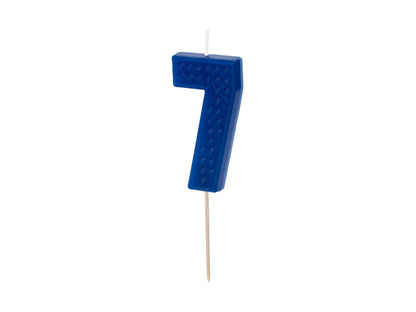 blue candle number 7 - brick pattern 