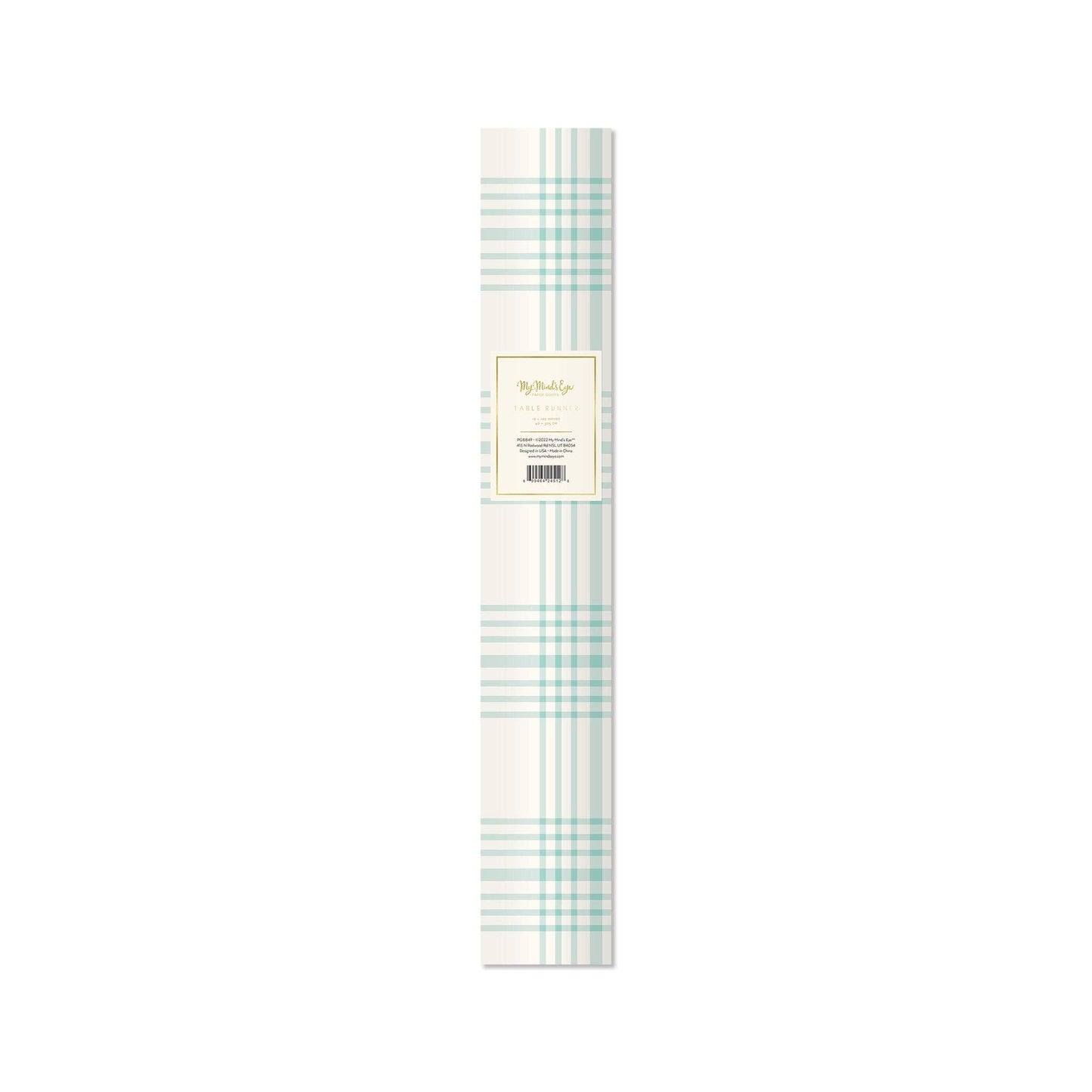 blue and cream plaid table runner 