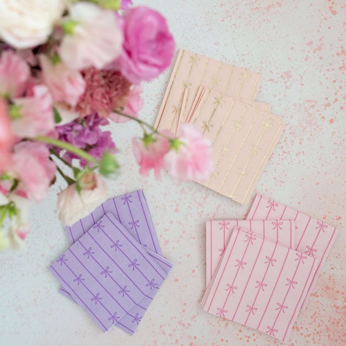 petal pink signature bow small napkins by Bonjour Fête