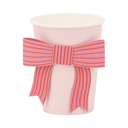 bow party cup in with pink bow 