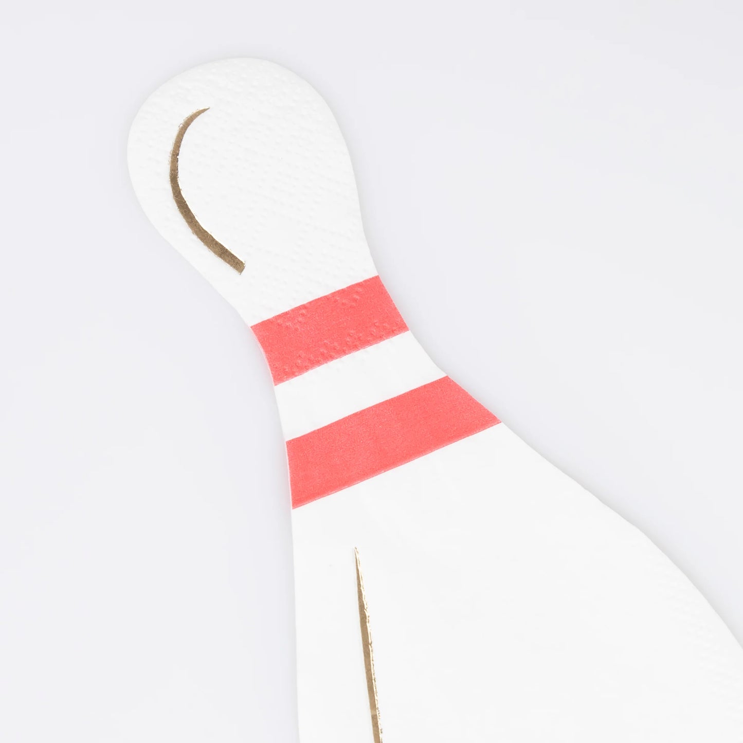 close up of bowling pin shaped napkins 