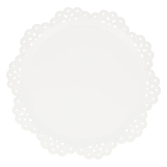 broderie anglaise lace white dinner plates by meri meri pack of 8