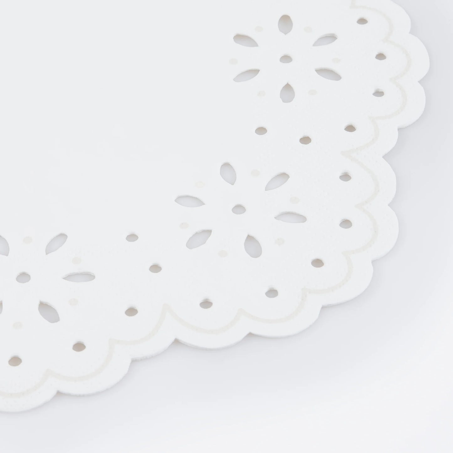 broderie anglaise lace white large napkins close up - pack of 16