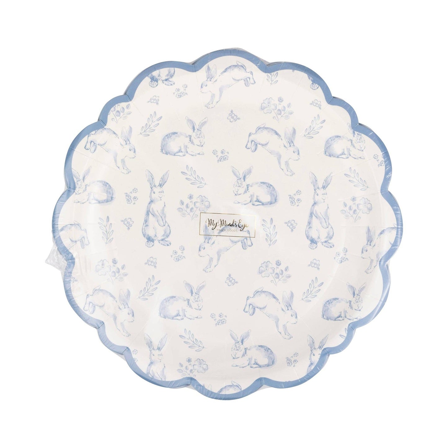 bunny toile paper plates 