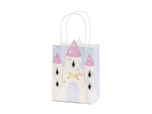 castle mini gift bag with purple and gold details