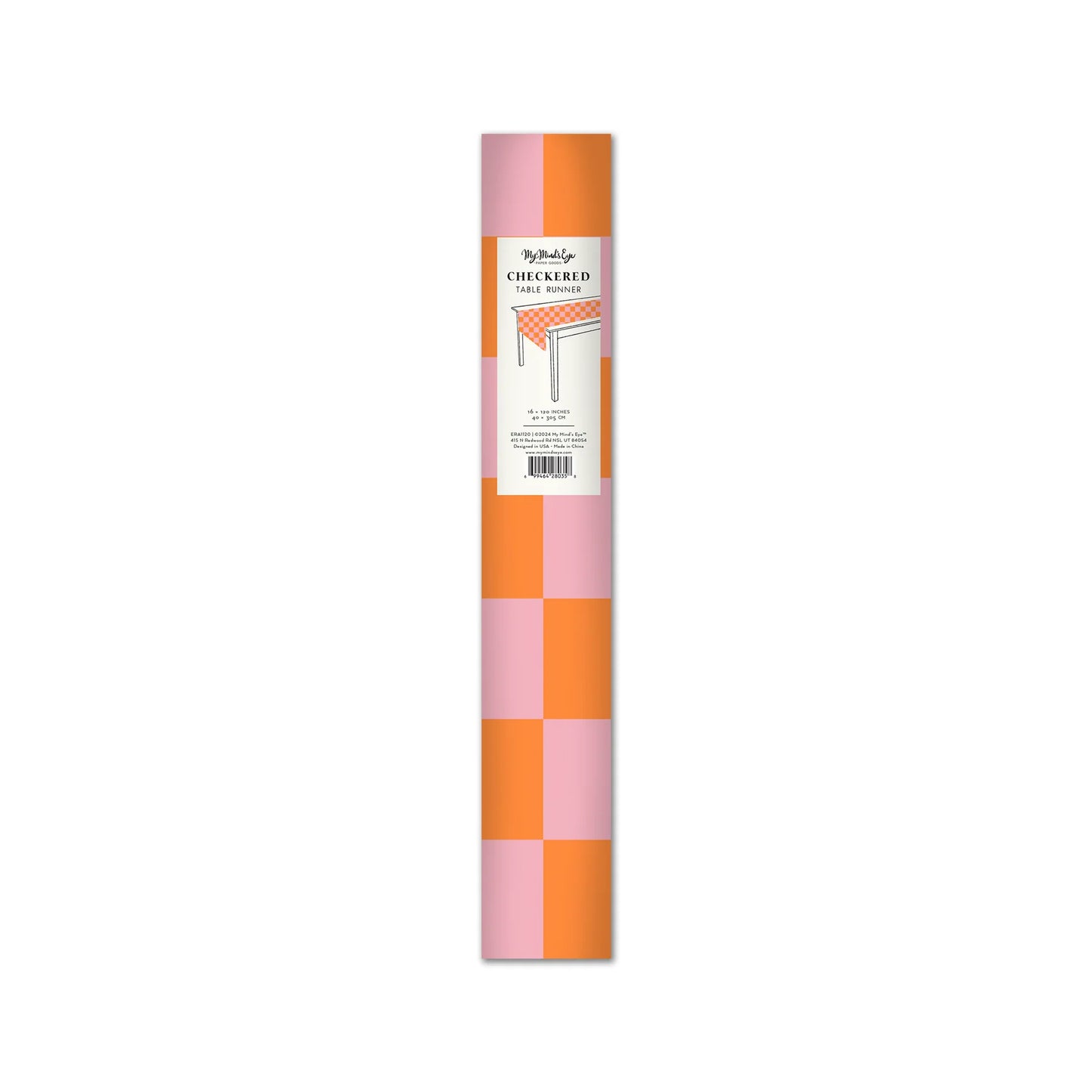 ORANGE & PINK CHECKERED TABLE RUNNER