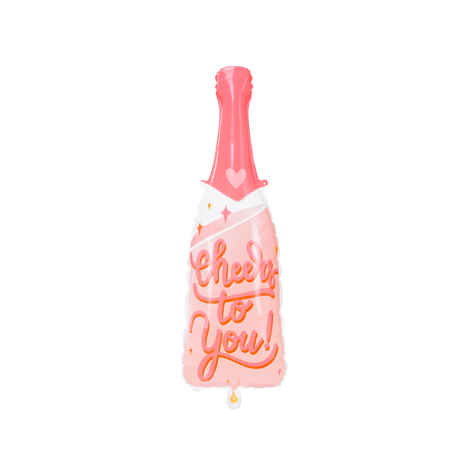 cheers to you writing on a pink foil balloon with cute heart detail