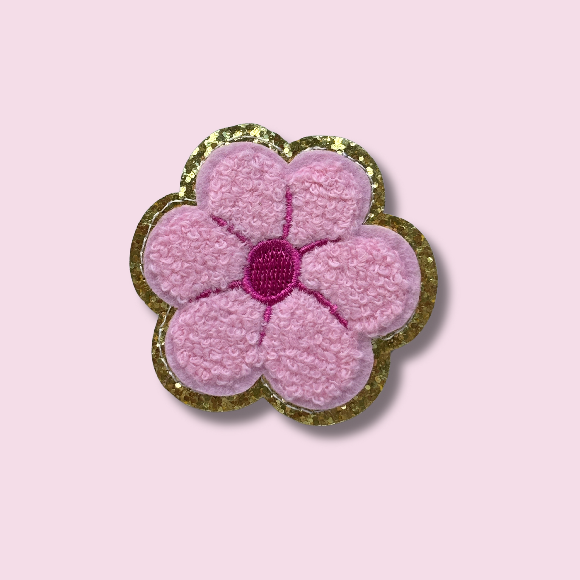 pink flower iron on patch