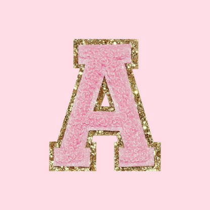 MINI CHENILLE VARSITY LETTER PATCH - PINK