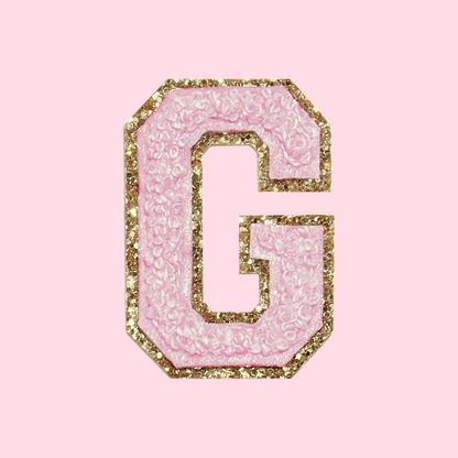 MINI CHENILLE VARSITY LETTER PATCH - PINK