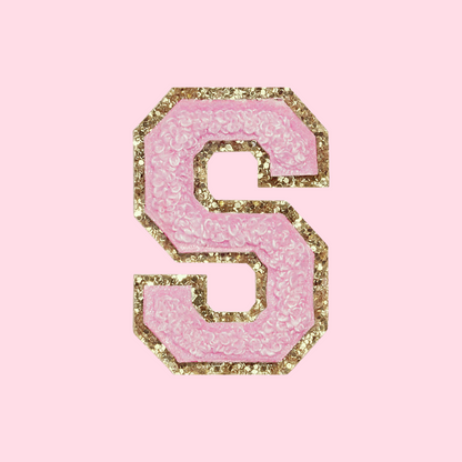 MINI CHENILLE VARSITY LETTER PATCH - PINK